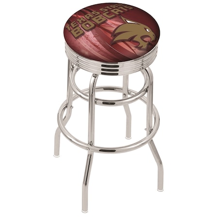 Holland Bar Stool Co 30" Chrome 2-Ring Texas State Swivel Bar Stool, Accent Ring L7C3C30TexsSt-D2